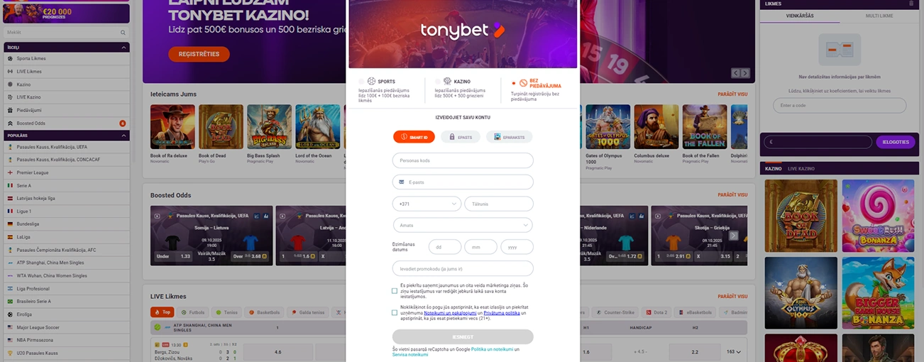 TonyBet kazino bonusi